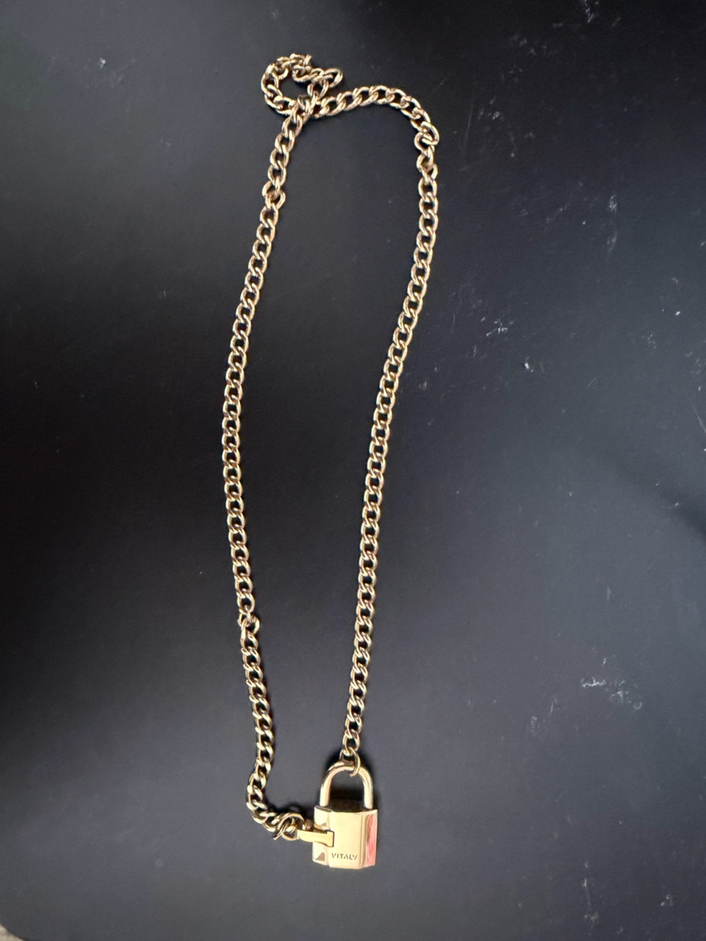 Vitaly Gold Padlock Pendant Chain Necklace -